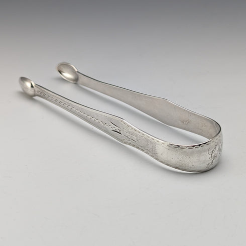 Circa 1830 British Antique Sterling Silver Sugar Tongs 26g Johnathan Hayne